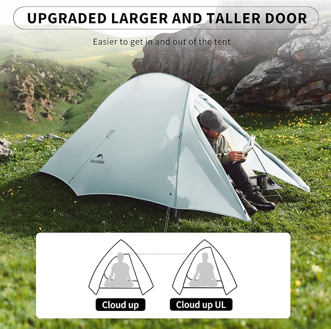 Naturehike Cloud-Up 1 Person Tent, Lightweight Backpacking Tents for One Man, Waterproof Ultralight One Person Tent for Camping Hiking Backpacking
