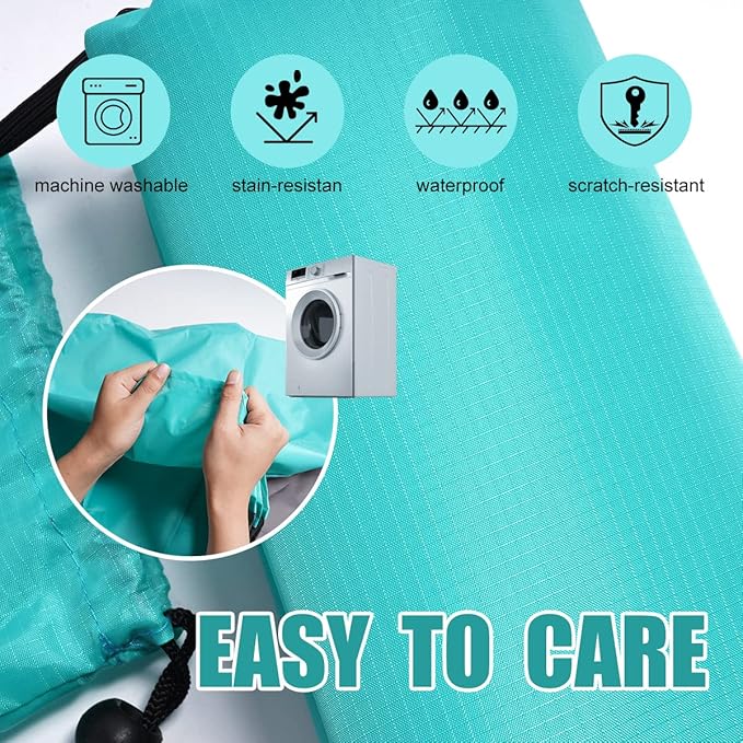 Yonge & Finch Large Beach Blanket Sandproof Heat-Resistent Beach Mat Machine Washable Camp Blanket Packable Pocket Blanket Waterproof Outdoor Blanket Fit 4-7 Persons 83 * 79inch Acid Blue