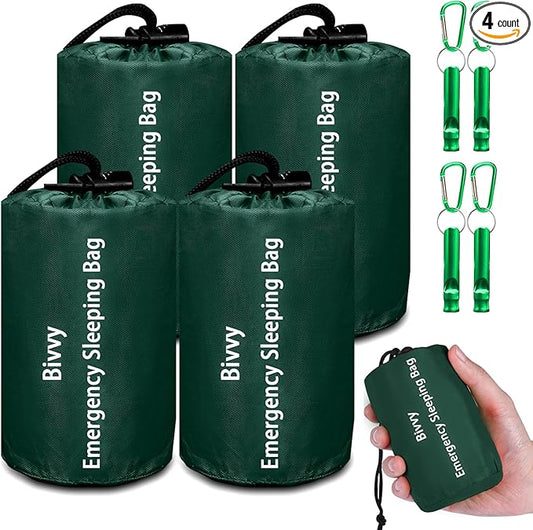 Emergency Sleeping Bag Survival Bag, Cymuber Portable Waterproof Thermal Bivy Sacks Tac Bivvy Bags,Camping Mylar Sleeping Bag Survival Gear Emergency Blankets Survival Shelter