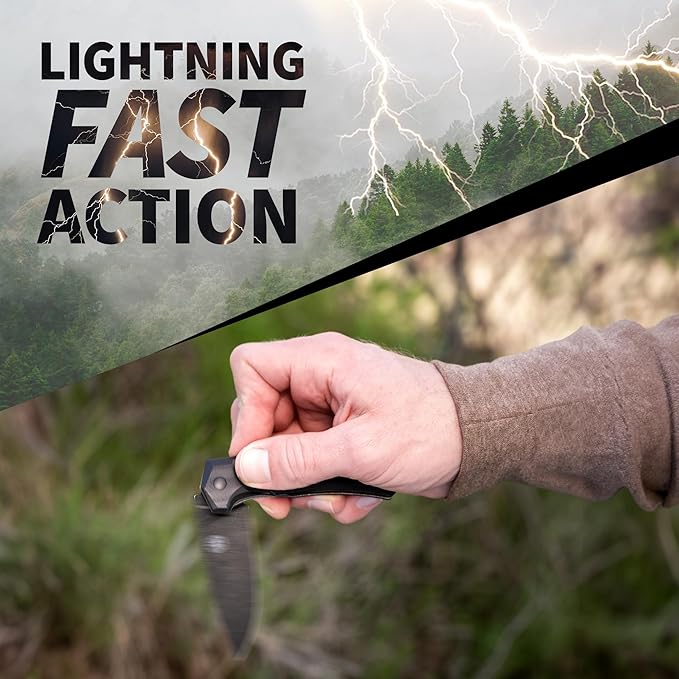 Off-Grid Knives - Stinger EDC Folding Knife with Drop Point Blade, Full Flat Grind, Crucible 154CM Steel, G10 Scales, Deep Carry Clip, Everyday Carry (Blackout)