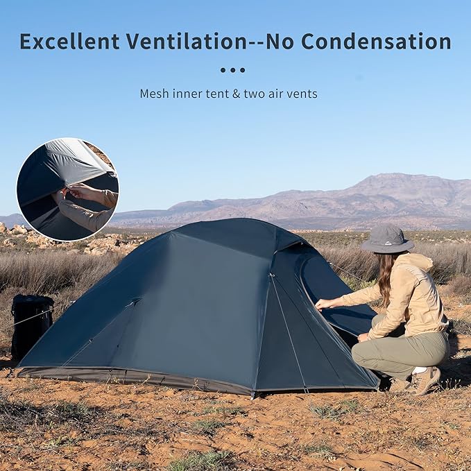 Naturehike Cloud-Up 3 Person Lightweight Backpacking Tent with Footprint - 3 Season Free Standing Dome Camping Hiking Waterproof Backpack Tents