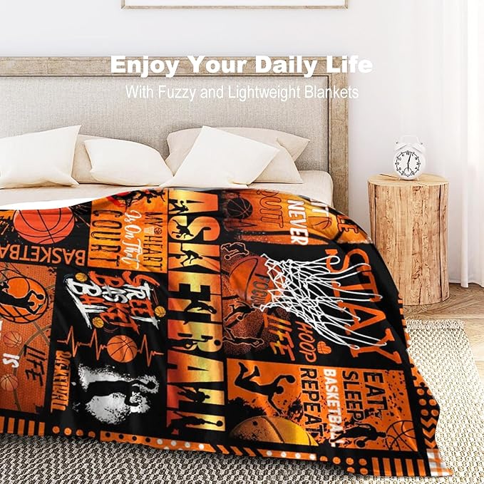 Basketball Blanket for Girls Boys Team,Super Warm Basketball Throw Blankets Bed Bedding Sofa Basketball Gifts for Adults Women Men Basketball Lovers 80"x60"