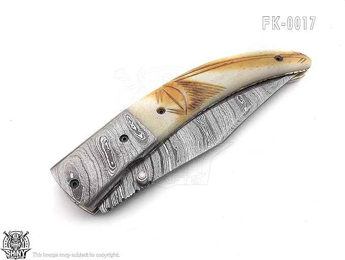 SHINY CRAFTS - Pocket Knives & Folding Knives Folding Knife Cool Pocket Knives - Utility Pocket Knives - Everyday Carry - PlainEdge - Leather Sheath (FK 17)