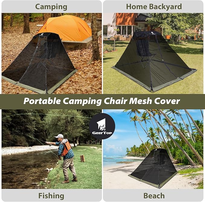 GEERTOP Portable Ultralight Mosquito Net for Camping Chairs with Canopy Shade, Mesh Screen with Zipper – Backpacking Hiking Hunting Fishing