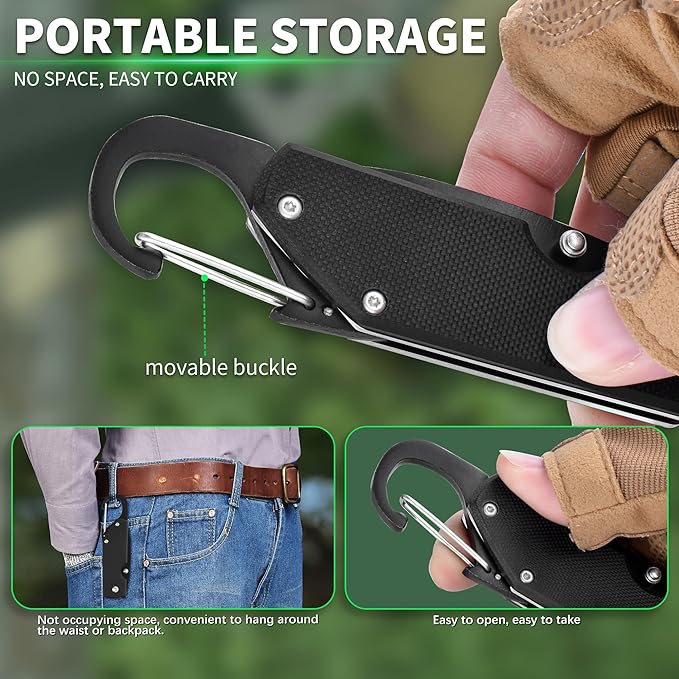 FULLHI Mini Folding Pocket Knife, 2.3" G10 Handle Small Knife with Carabiner Clip for Sharp Camping Survival Hiking Knives ,Gifts for Women Men Birthday Christmas Presents for Mom Dad Friend Gift (AK034)