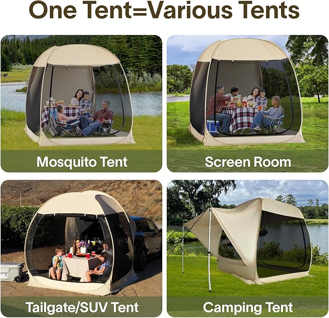 Alvantor Screen House Gazebo, 6-10-15 Person Pop Up Igloo Screened Canopy Tent with Mosquito Netting Sides, Instant UV Resistant Sun Shelter for Garden, Patio, Backyard