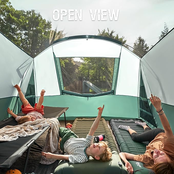 PORTAL 6/8/10 Person Family Camping Tent with Screen Room, Water Resistant Big Tunnel Tent with Rainfly, Large Family Tent for Outdoor Camping, Party