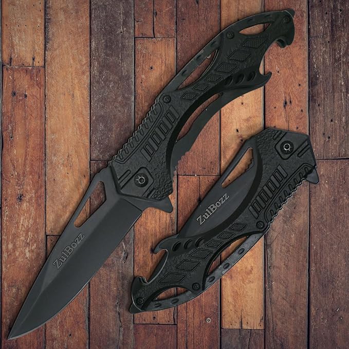 Pocket Knife - EDC, Tactical Knife with Clip, Folding Knife for Camping Hiking, Spring Assisted Knife, Survival Knife for Emergency Rescue Situations, Home Improvements, Gifts for Men - Black