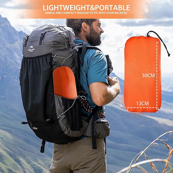 Inflatable Sleeping Pad for Camping, 77''X26'', Sleeping Mat with Built-in Pump, Airpad, Carry Bag, Repair Kit - Compact & Lightweight Air Mattress for Camping Hiking Backpacking (Orange)