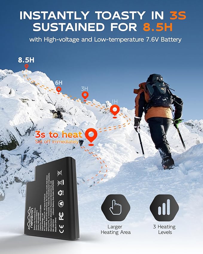 Heated Mittens for Men Women, 7.6V Rechargeable Battery Electric Mittens, Event Waterproof and Breathable Winter Mittens, Perfect for Skiing Snowboarding Motorcycling Hunting Camping