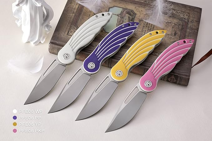 Petrified fish PFE06 Nightingale,3.07" 14C28N Blade,87g G10 Handle Front Flipper Liner lock Folding knife (Pink)