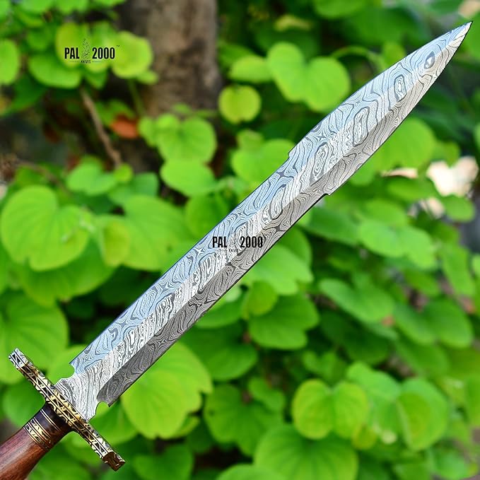 SW-3018 Custom Handmade Damascus Viking Hunting Dagger Sword with Sheath