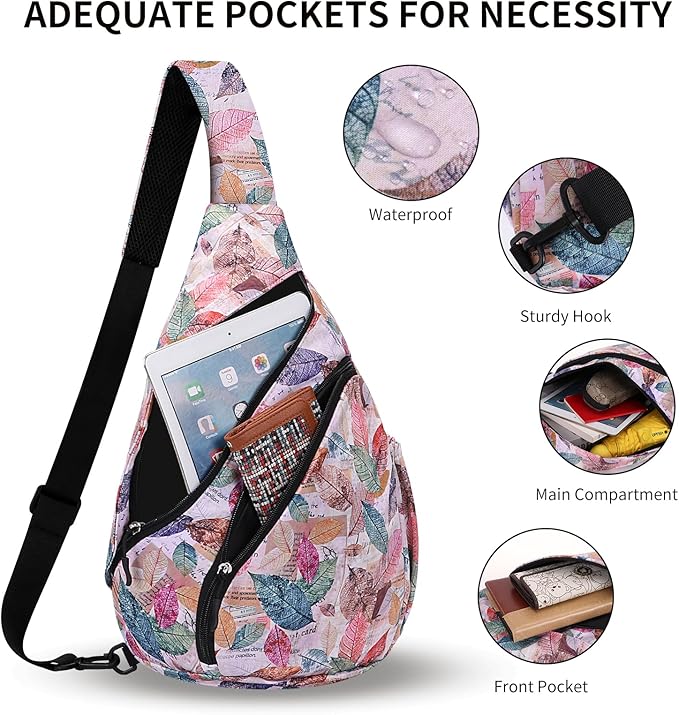 HUA ANGEL Crossbody Sling Bag for Men & Women Lightweight Waterproof Chest Shoulder Bag for Travel Hiking & Everyday Use