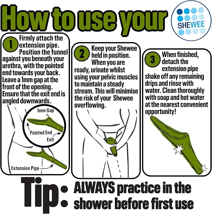 SHEWEE Extreme Female Urinal – UK Made Reusable Pee Funnel, Travel Essential Camping Accessories Festival Essential, Stand to Pee Female Urination Device