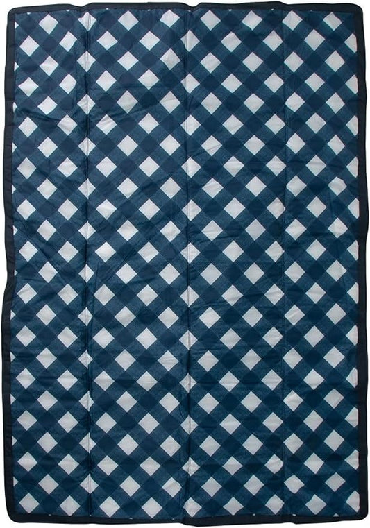 Little Unicorn Outdoor Family Picnic & Beach Blanket, Water-Resistant, Compact Fold, Large Size, 5 x 7 feet, (Navy Plaid)
