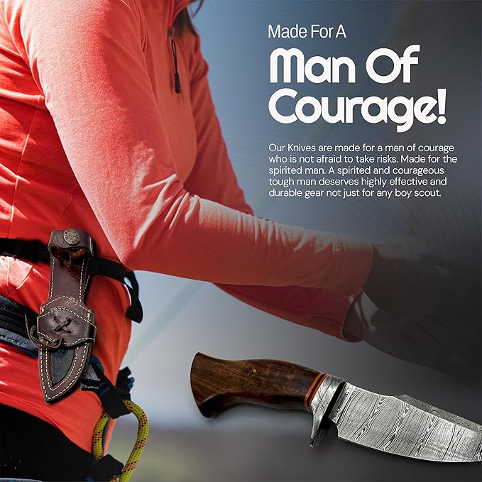 Fixed Blade Knife - Damascus Hunting Knife For Hunters - Survival Knife - Addition To Your Bushcraft Knife - Pocket Knives and Folding Knives Knife Set Collection. Gifts For Men - Knives For Men