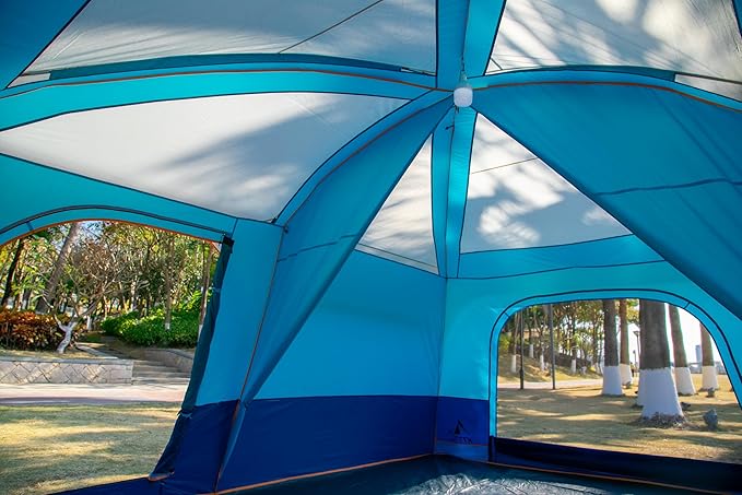 KTT Extra Large Tent 10-12-14 Person(Style-B),Family Cabin Tents,2 Rooms,3 Doors and 3 Windows with Mesh,Straight Wall,Waterproof,Double Layer,Big Tent for Outdoor,Picnic,Camping,Family Gathering