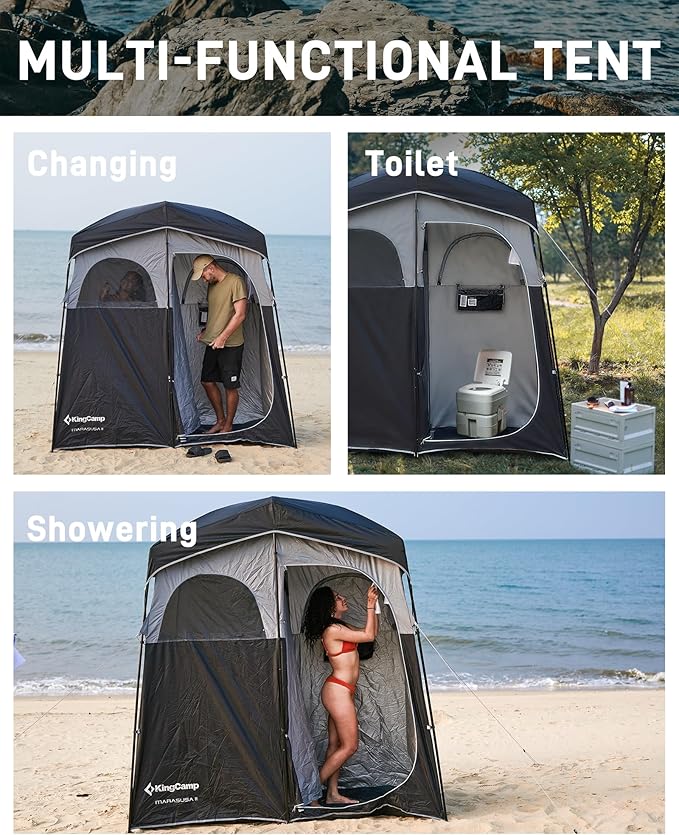KingCamp Shower Tent, Portable Privacy Tent Outdoor Camping 1/2 Room Toilet Tents with Shower Bag & Dressing Room for Travel Beach Tailgate