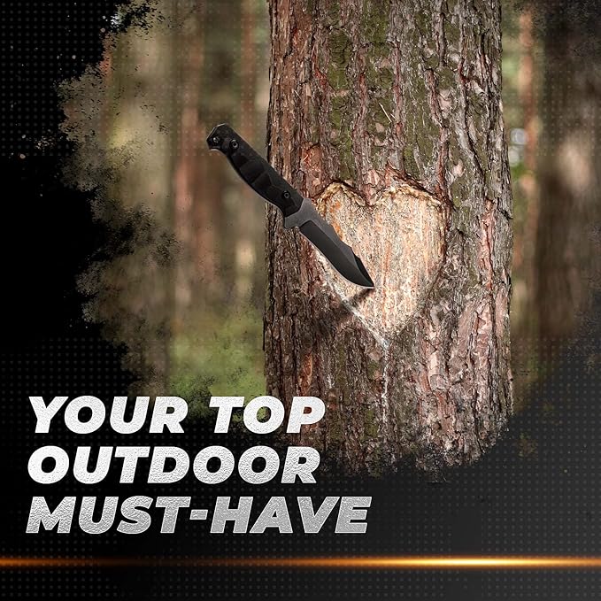 OERLA TAC OLK-D46 Outdoor Knife Fixed Blade Camping Hunting Survival Field Knife D2 High Carbon Full Tang Steel Blade with Kydex Sheath and EDC Tactical Belt Clip
