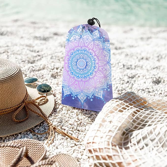 Large Beach Blanket Sandproof, Sand Free Waterproof Beach Mat for Up to 6 People with 4 Stakes, Polyester Foldable Picnic Blanket Beach Accessories for Outdoor Travel Camping Hiking