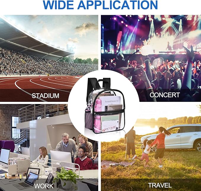 USPECLARE Clear Backpack for Stadium Approved 12×6×12, Water proof Clear Bag for Stadium Events and Concert Work Sport Event