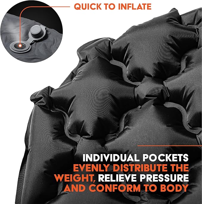 VAEDA Inflatable Sleeping Pad for Camping - Portable & Compact Camping Mat for Sleeping - Ultralight & Waterproof Backpacking Sleeping Mat for Hiking, Traveling & Outdoor Activities