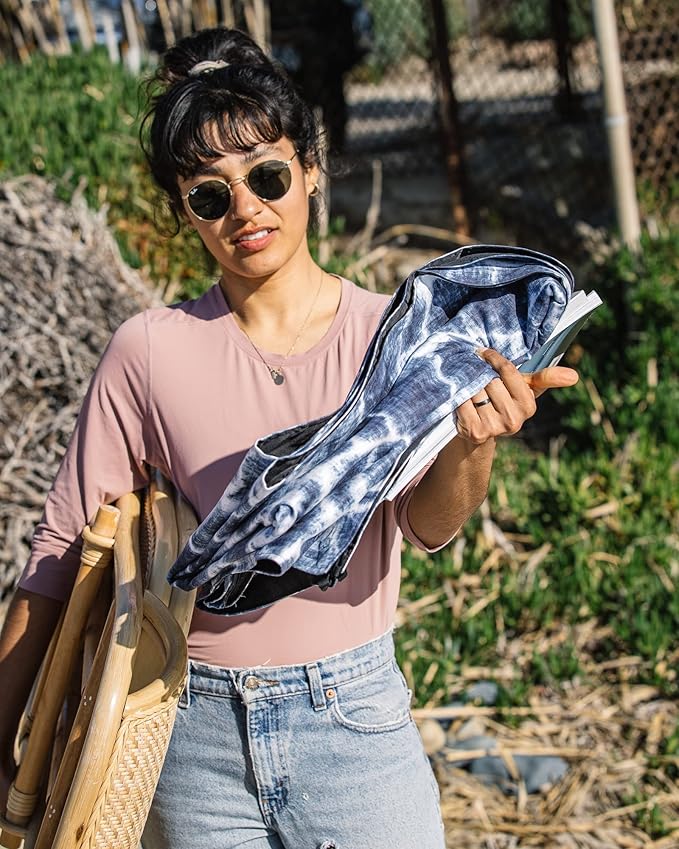 Nomadix Festival Blanket - Perfect for Picnics, Camping, & Lawn Seating - Plush Top & Water Resistant Base - Made with Post Consumer Recycled Materials - Agua Blue - 60x70