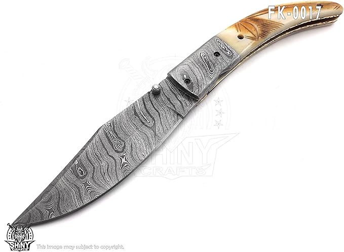 SHINY CRAFTS - Pocket Knives & Folding Knives Folding Knife Cool Pocket Knives - Utility Pocket Knives - Everyday Carry - PlainEdge - Leather Sheath (FK 17)