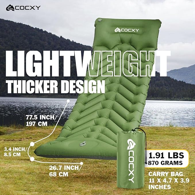 Sleeping Pad Ultralight Inflatable Sleeping Mat with Pillow & Built-in Foot Pump, Self Inflating Sleeping pad Waterproof - Ultimate for Camping, Traveling, Backpacking, Tents,Airpad