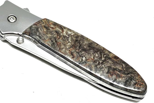 Curly Birch Solid Hanlde on Ken Onion Deisgned Leek with Plain Blade