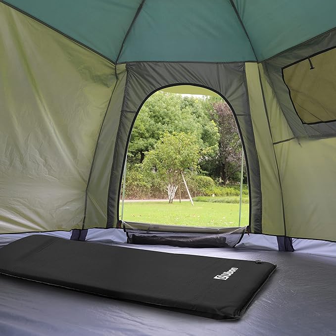 Ubon Sleeping Foam for One Person Fast Self Inflating Camping Pad 3 Inch Extra Thickness Camping Foam Pad Thick Inflatable Moisture-Proof Foam - Black