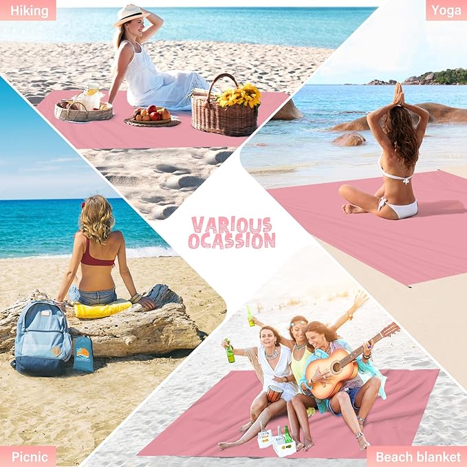 Beach Blanket Waterproof Sandproof 1-8 Adult Oversized 9'×10' Lightweight Durable Compact Sand Free Beach Mat for Travel Camping Hiking Picnic Blanket Extra Large