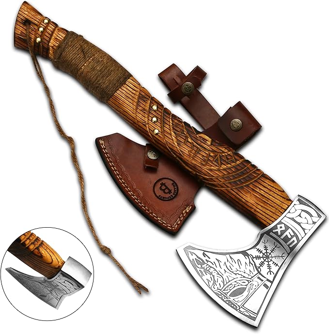 Billion EXPORTS | Viking Axe,Hatchet,Throwing Axes,Hand Axe,Gifts for him,Wood Working Tool,Viking Gifts for Men0,Camping Hatchet,Tomahawk,Bearded Axe