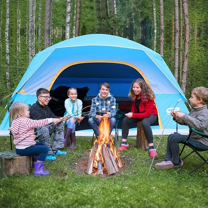 CAMPROS CP Tents for Camping 6 Person Waterproof Windproof Double Layer Family Camping Tent, Easy Setup Dome Tent with Large Mesh Windows & Wider Door for Outdoor Camping & Hiking