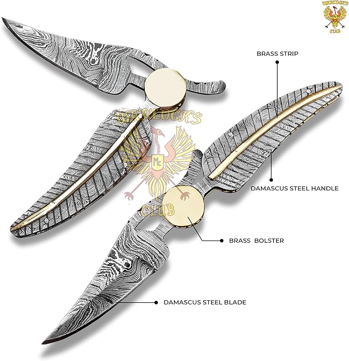 Handmade Damascus Pocket Knife with Sheath