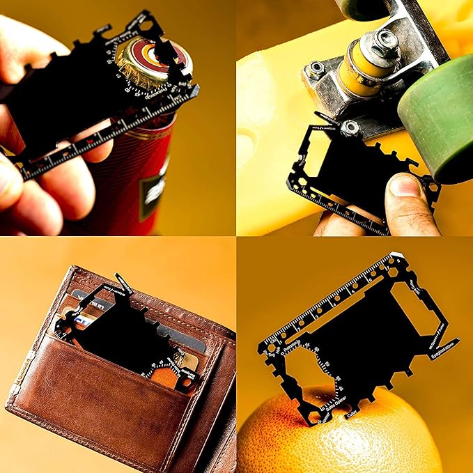 Multi tool 47 in 1 Credit Card Size Outdoor Camping Survival Accessories - Multipurpose Gear Gadget Tools for Man Portable -Stocking Stuffers Gifts for Men Christmas-Every Day Carry (With Money Clip)