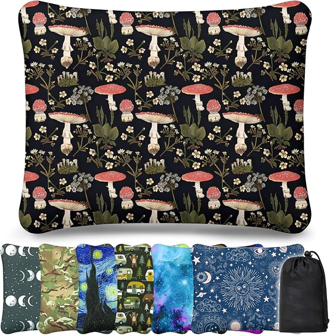 Inflatable Camping Pillow, Patterned Travel Backpacking Pillow, Lightweight & Portable Hiking Beach Pillow, Travel Camping Essential Accessories for Adult & Kids