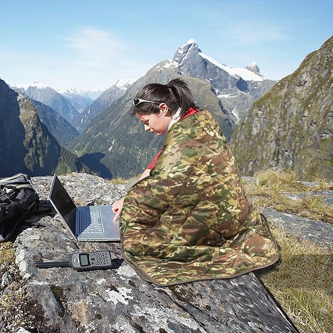 Poncho Liner Military Woobie Outdoor Camping Woobie Blanket for Travel, Beach, Grass, Picnic, Car Emergency, Outdoor, Survival