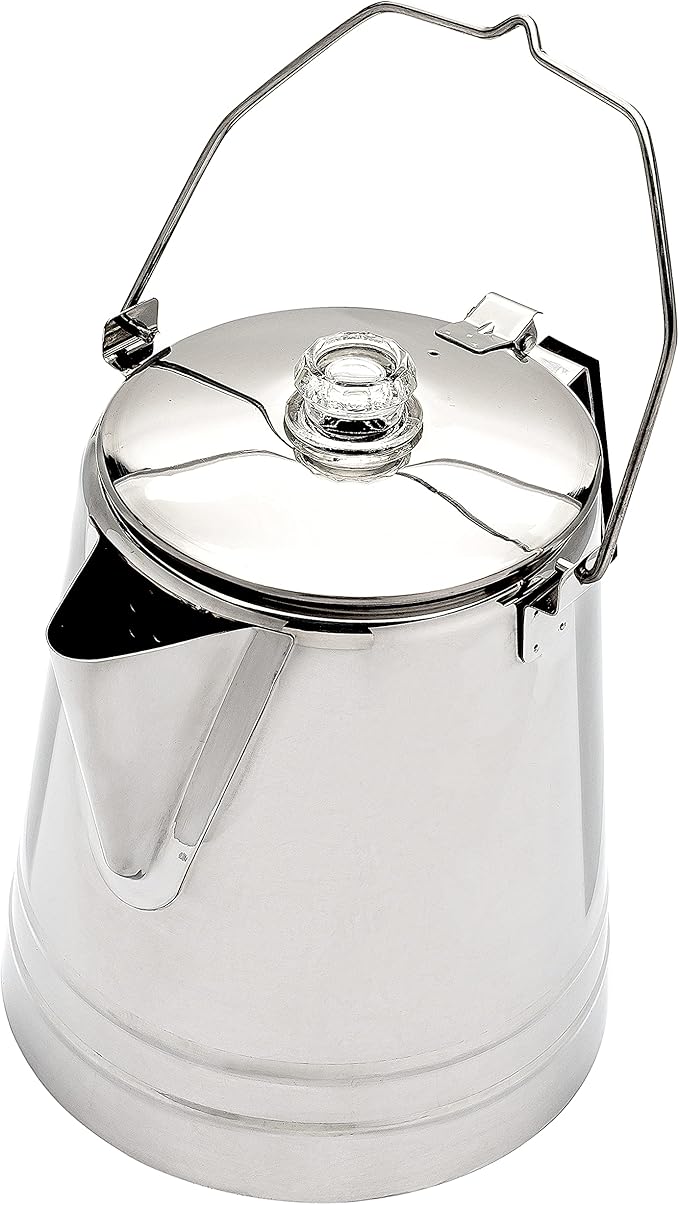 COLETTI Scoutmaster Camp Coffee Pot — Cowboy Coffee Pot, Coffee Percolator Camping – Huge Stainless Steel Coffee Pot – The Ultimate Camping Percolator, NO Aluminum or Plastic [24 Cup]