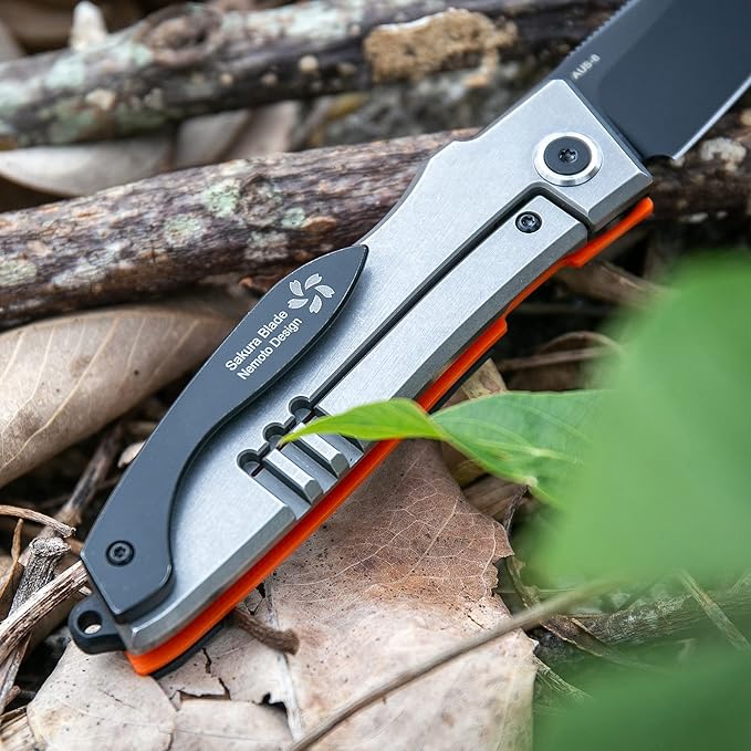 KATSU Japanese Folding Pocket Knife, Sakura Blade Nemoto Design (Black)