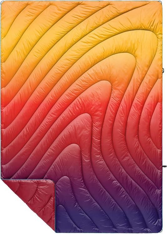 Rumpl Original Puffy Blanket - Warm Puffy Camping Blanket, 100% Recycled Polyester Insulation, Lightweight, Packable, Water-Resistant, Outdoor Puffer Blanket, 52"x75", Pyro Fade
