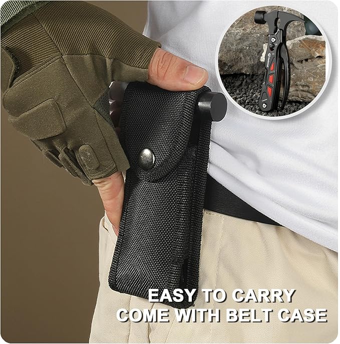 Multitool Hammer Multifunction Claw Hammer Multipurpose Camping DIY Survival Gear Gadget with Phillips Screwdriver Nail File Bottle Can Opener for Hiking Outdoor Camping Gifts for Men Him Dad