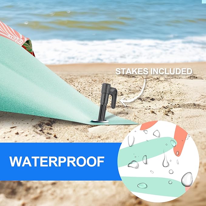 Mooreeke Beach Blanket Extra Large Oversized 9 x 11 ft, Colorful Flowers Sandproof Waterproof Quick Drying Lightweight Compact Outdoor Blanket Beach Mat for Family Travel Camping Picnic, 1-8 Adults