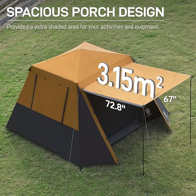 EVER ADVANCED 6 Person Blackout Camping Tent Instant Cabin Tents for Family with Rainfly, 60s Easy Setup, Water-Resistant Orange