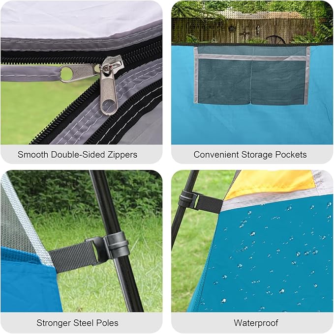 CAMPROS CP Tents for Camping 6 Person Waterproof Windproof Double Layer Family Camping Tent, Easy Setup Dome Tent with Large Mesh Windows & Wider Door for Outdoor Camping & Hiking