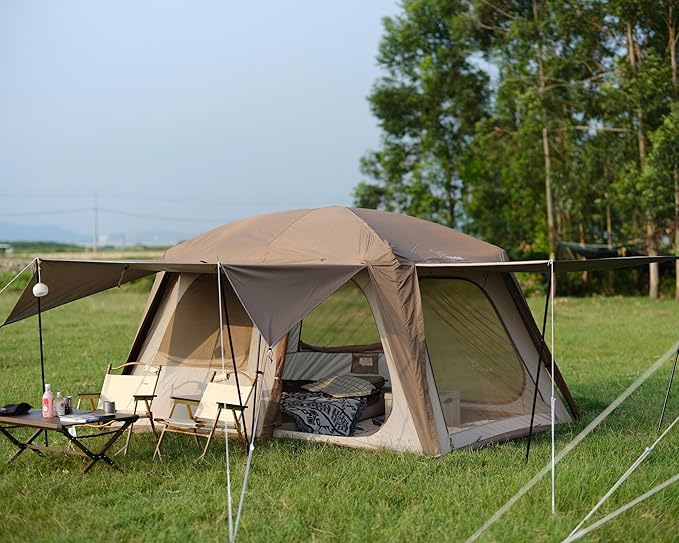 Vidalido 4-6 Person Camping Tent with 3 Door 2 Room Large Family Cabin Tents, Double Layer Waterproof Portable Glamping Tent, Big Tents for Outdoor Camping Hiking and Backpacking