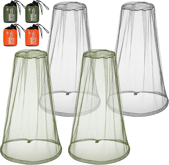 HESTYA 4 Pack Mosquito Net Face Mesh Net Protecting Net for Outdoor Hiking Camping Climbing Mosquito Fly Insects Preventing