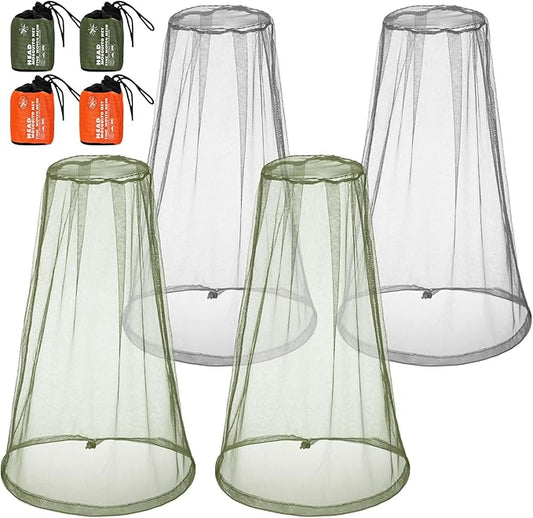 HESTYA 4 Pack Mosquito Net Face Mesh Net Protecting Net for Outdoor Hiking Camping Climbing Mosquito Fly Insects Preventing