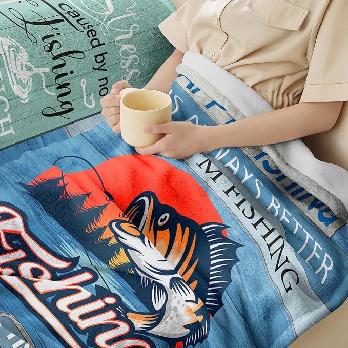 Fathers Day Fishing Gifts,Fishing Gifts for Men,Fishing Gifts,Gifts for Men Who Love Fishing,Best Gifts for a Fisherman,Funny Fishing Gifts for Boys,Dad,Women,Fisherman Gifts Throw Blanket 60inx50in