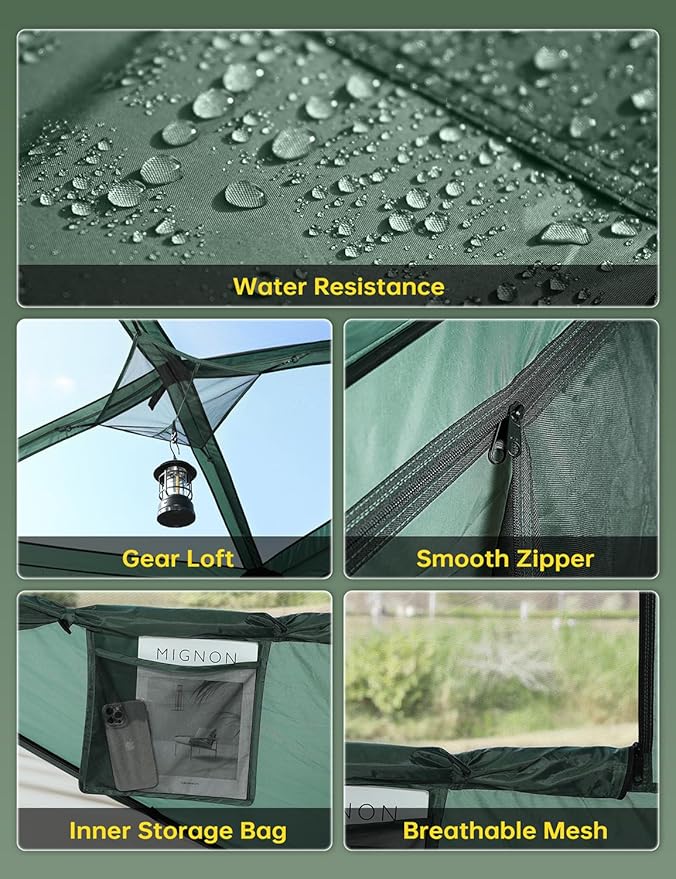 Camping Tent,Instant Cabin Tent, Setup in 60 Seconds, 4 Person Pop up Tents for Camping, Hub Tents, Rainfly, Windproof, UV Resistant, Large Camping Tent Sun Shelter with Removable Floor